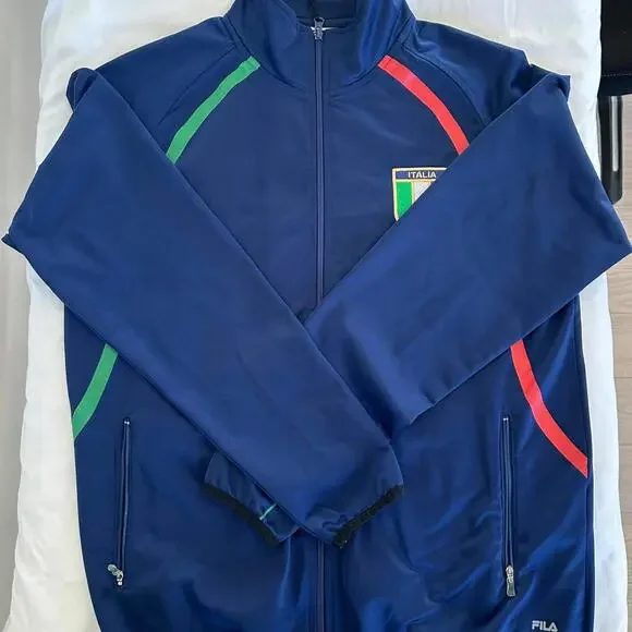 Fila Men's Medium Embroided Flag Italia Track Jacket - Vintage Style - Picture 2 of 9